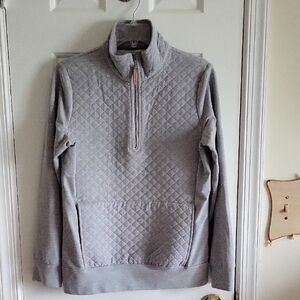 Gray Quilted Pullover Sweater